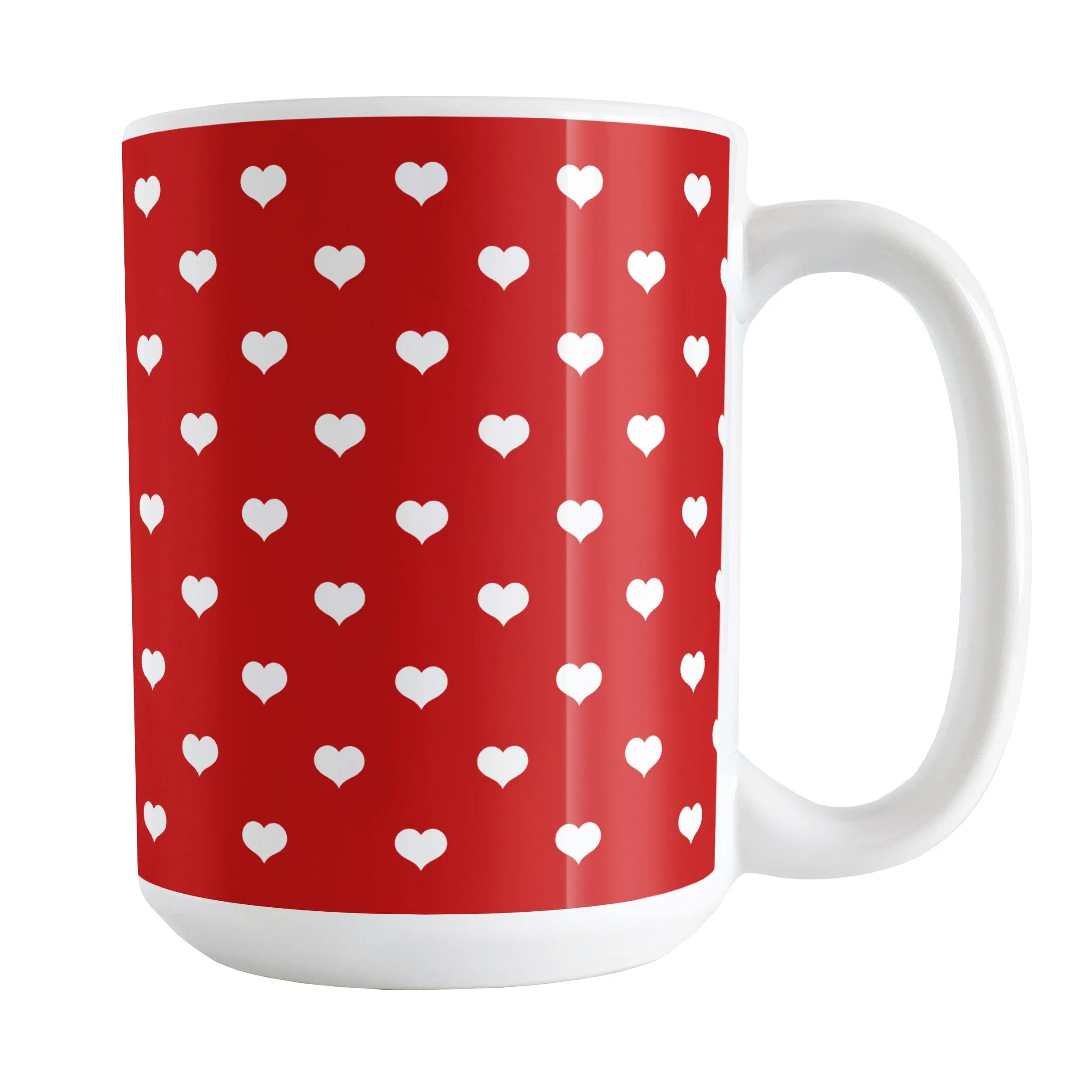 Small White Hearts Pattern Red Mug