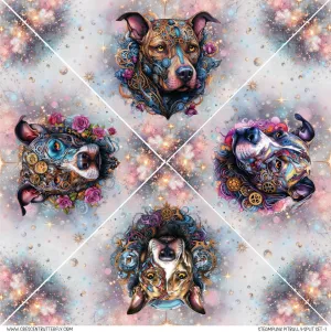 Steampunk Pitbull V-Split Set-1 Printed Vinyl Sheet-Tumbler Wrap