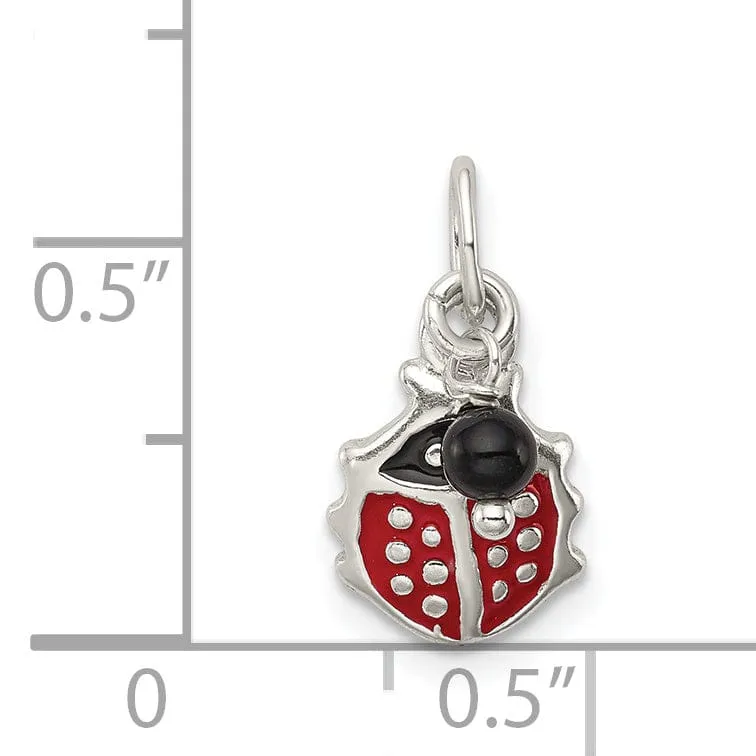 Sterling Silver Red Enameled Ladybug Charm