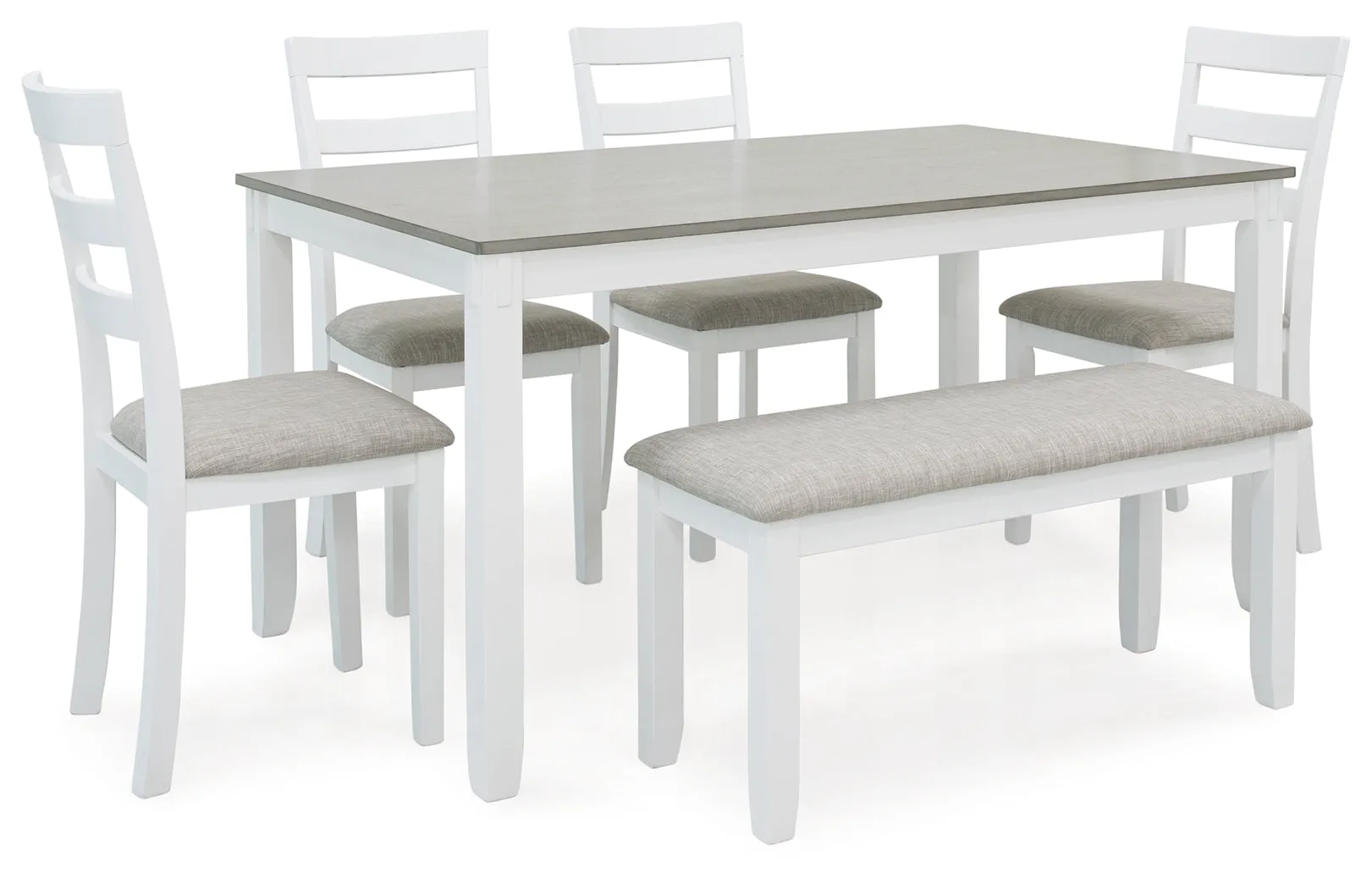 Stonehollow Dining Table and Chairs with Bench (Set of 6)