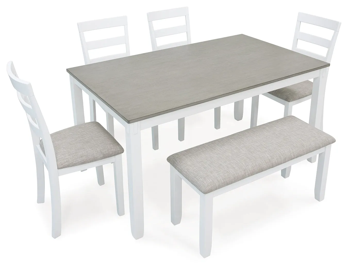 Stonehollow Dining Table and Chairs with Bench (Set of 6)