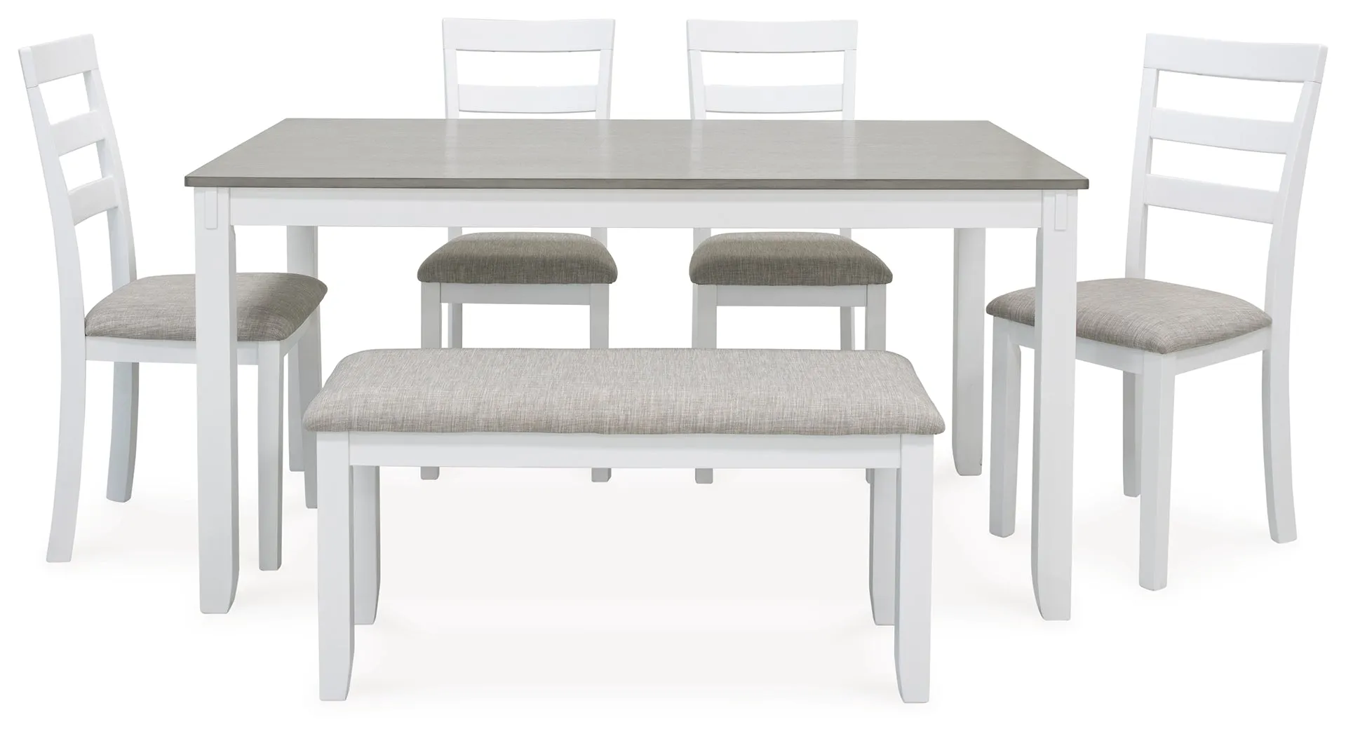 Stonehollow Dining Table and Chairs with Bench (Set of 6)