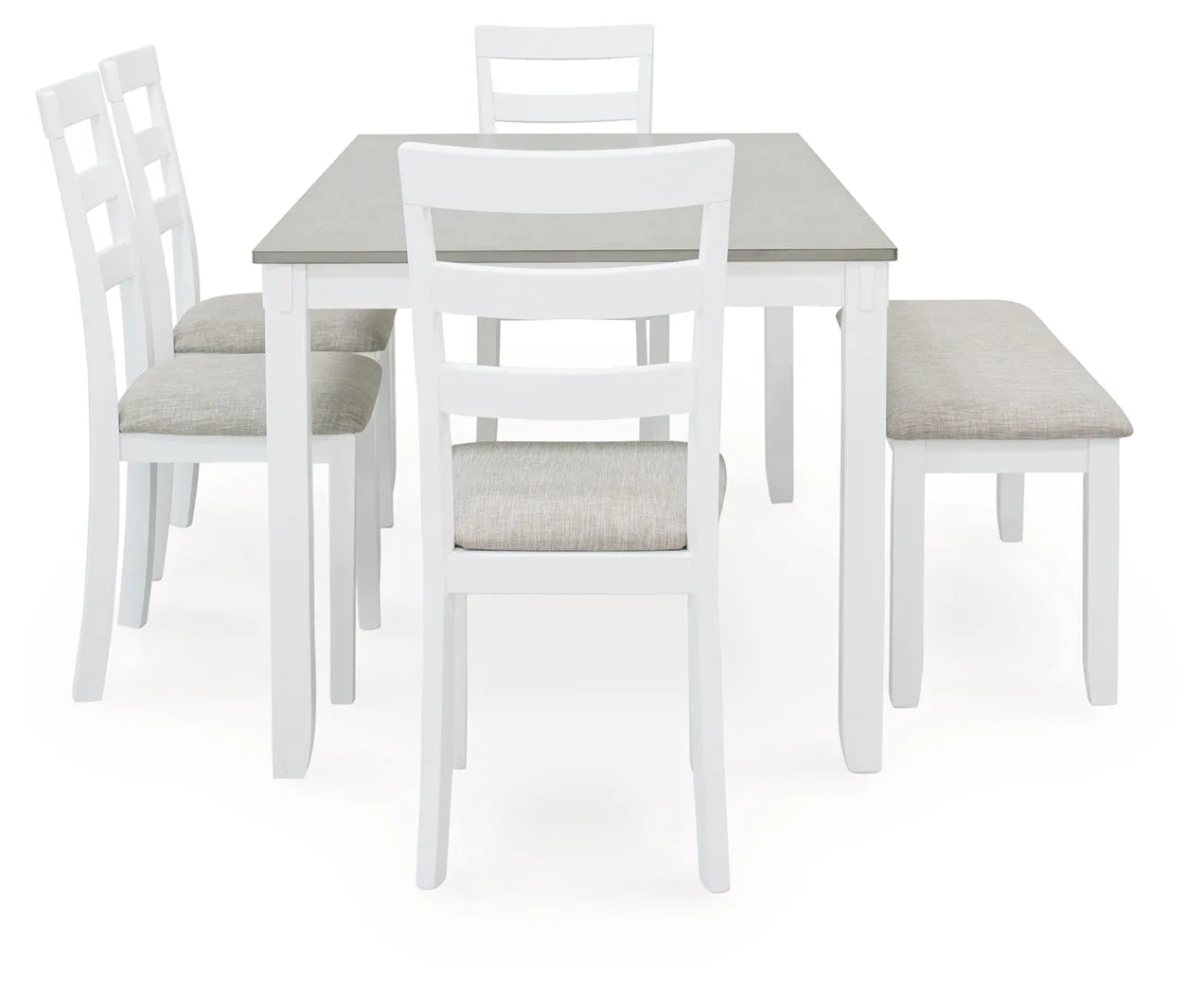 Stonehollow Dining Table and Chairs with Bench (Set of 6)