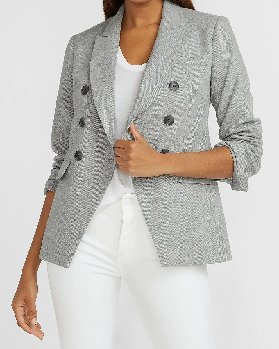 Supersoft Double Breasted Flannel Blazer in Heather Gray