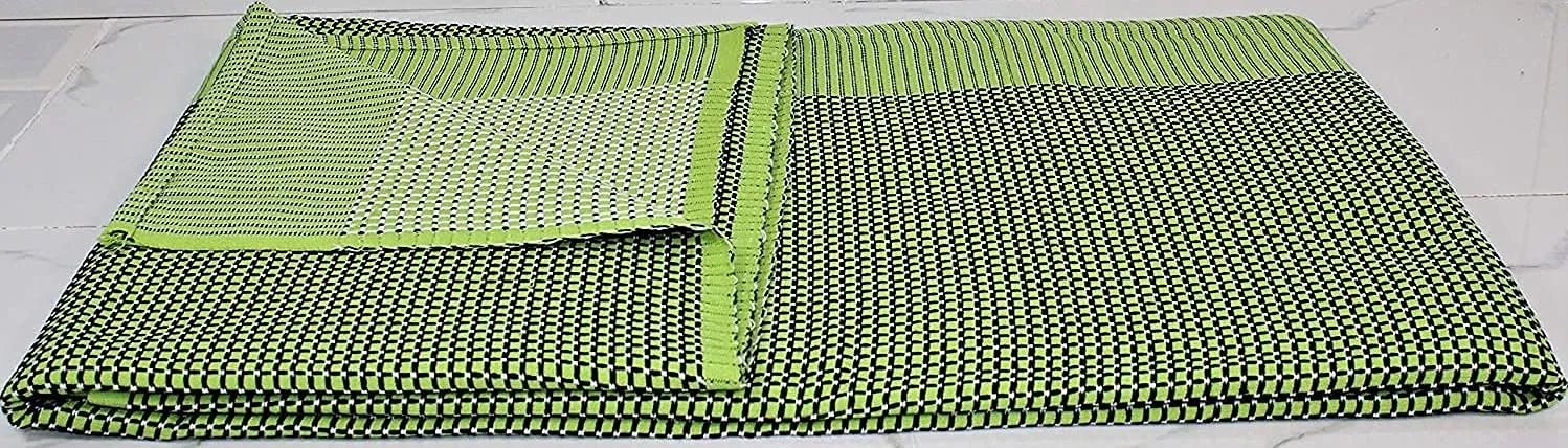 THARUNSHA ELITE Single Size Pure 100% Cotton Blanket/Solapur Chaddar/Cotton Bedsheet For All Weather Daily Use Checkered Light Green Red Navy Blue Dark Green Family (60X90 Inches -) Set Of 4, 300 Tc