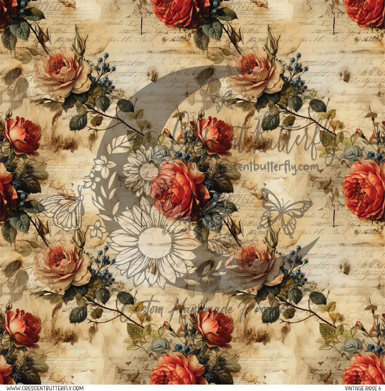 Vintage Rose 6 Printed Vinyl Sheet/Wrap