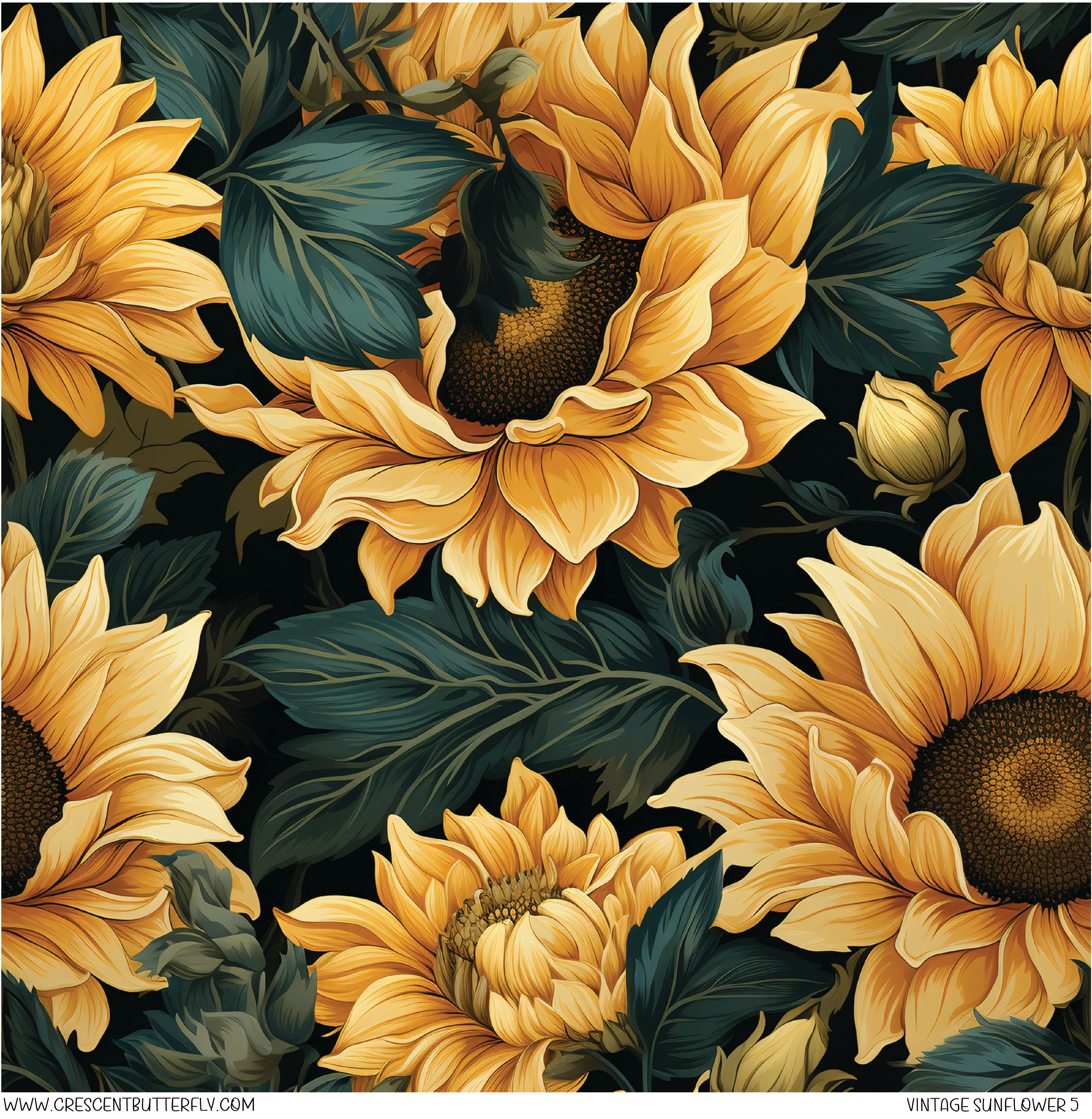 Vintage Sunflower 5 Vinyl Sheet/Wrap