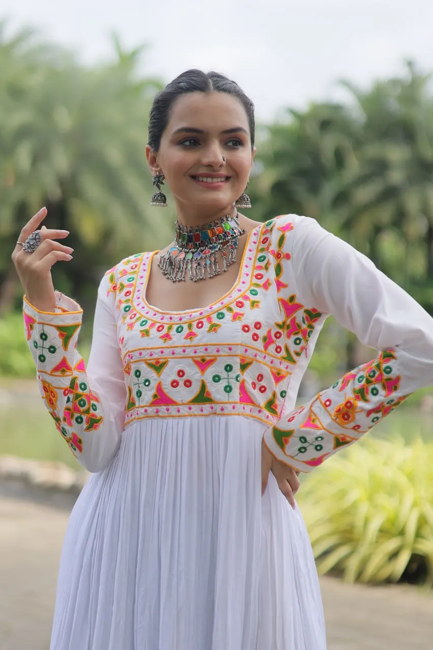 White Designer Printed Kurti