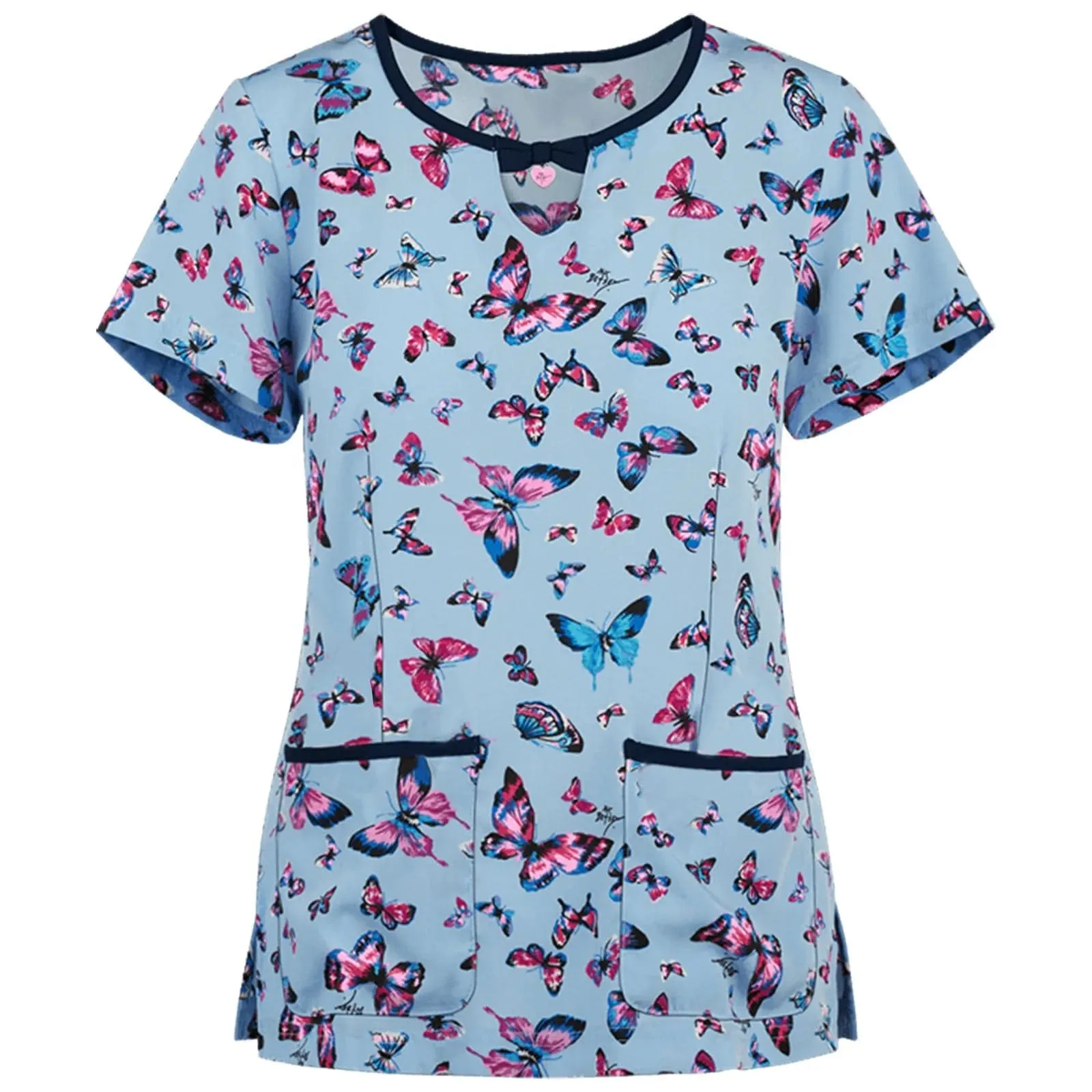 Women's Whimsical Print Stretch Medical Scrub Top