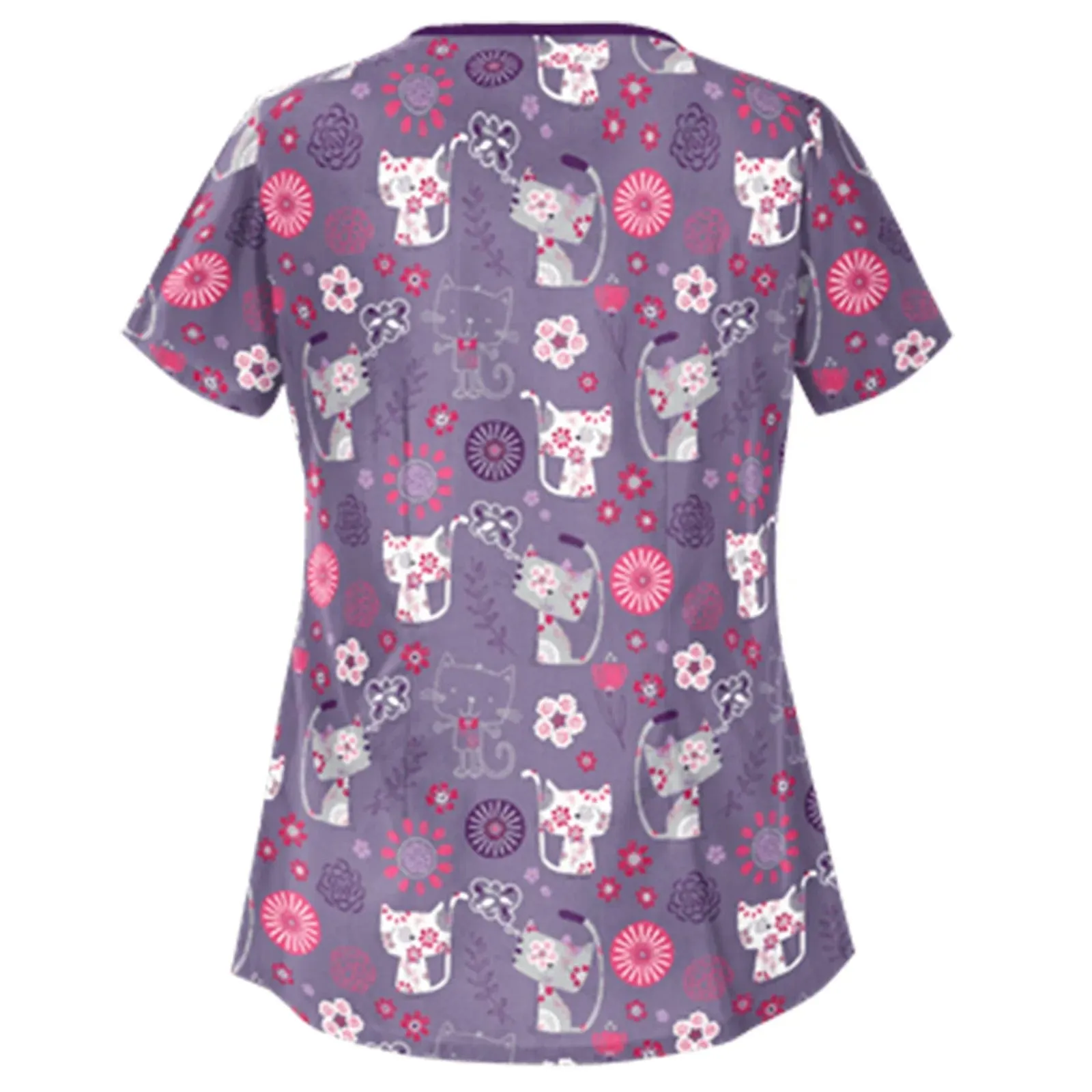 Women's Whimsical Print Stretch Medical Scrub Top