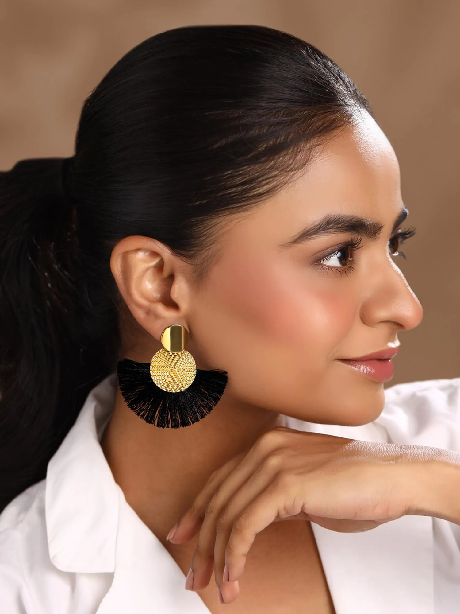 Yellow Chimes Drop Earrings for Women | Fashion Black Long Drop Earrings for Girls | Western Style Golden Statement Women Earrings | Birthday Gift for Girls Anniversary Gift for Wife